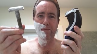 Electric Razor Shaving vs Safety Razor Shaving [upl. by Negroj]