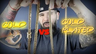 14K Gold VS 14K Gold Plated Miami Cuban Link  Side By Side Comparisons [upl. by Asserat]