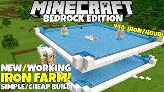 Minecraft Bedrock Upgradable IRON FARM SimpleWorking 440 IronHour 121 Update Tutorial [upl. by Ardisi83]