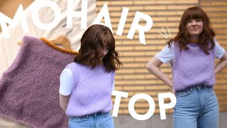 DIY Fluffy Pastel Spring Top  How to Knit a Mohair Sweater Vest [upl. by Belcher]