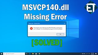 How to Fix MSVCP140dll Missing in Windows 10 8 7 2 Fixes [upl. by Ydassac694]