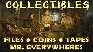 Resident Evil 7 All Collectible Locations Files Antique Coins Mr Everywhere Tapes EASYNORMAL [upl. by Kayne460]