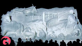 Impressive Ice Sculptures at the Sapporo Snow amp Ice Festival in Japan [upl. by Aihtela]