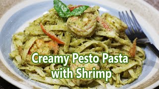 Creamy Pesto Pasta with Shrimp  Pesto Pasta Recipe [upl. by Asiole]