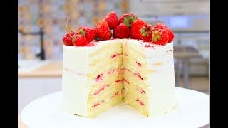 Торт Молочная Девочка  Бисквитный Торт с Клубникой  Sponge Cake Recipe [upl. by Torbart]