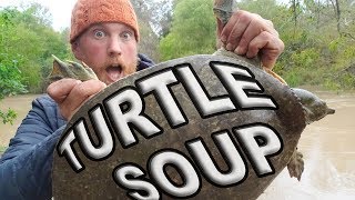 Catch And Cook Giant Soft Shell Turtle Day 11 Of 30 Day Survival Challenge Texas [upl. by Nossah]