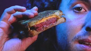 Pastrami and Caramelized Onion Grilled Cheese w Gruyere and Smoked Gouda 먹방 [upl. by Tressa]