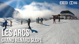 Les Arcs Ski Resort Grand Renard Slope  🇫🇷 France 4K HDR Ski Tour [upl. by Mckay]