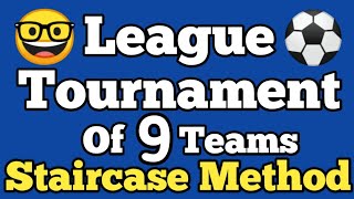 League Tournament of 9 teams  Staircase Method of league tournament  League Fixture  Class 12 [upl. by Elisabet]