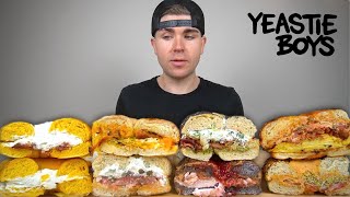 Eating the BEST LOADED Bagel Sandwiches Ever YEASTIE BOYS BAGELS Mukbang [upl. by Inglis]