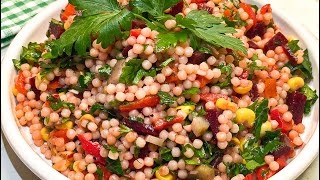 Perfect Couscous Salad Recipe  Turkish Vegan Couscous Salad  Mükemmel Bir Kuskus Salatası Tarifi [upl. by Tillford]