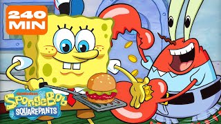 SpongeBob Working at the Krusty Krab for 4 HOURS Straight 🍔  SpongeBobOfficial [upl. by Oremodlab]