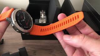 Garmin Fenix 6X Pro Solar Silver Titanium Fitness Watch Unboxing 4K [upl. by Lidaa]