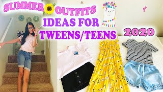 SUMMER 🌻OUTFIT IDEAS FOR TWEENS amp TEENS TRY ON HAUL 2020 [upl. by Eel]