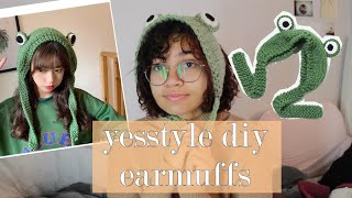 YESSTYLE CROCHET DIY FROGGY EARMUFFS LEFT HANDED  Rauni Paige [upl. by Ynnos]