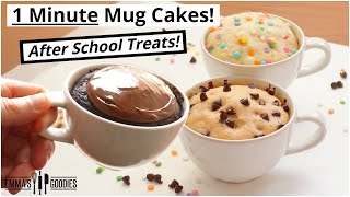 1 Minute Microwave Mug Cake Recipes  3 Back To School Treats [upl. by Bronnie]