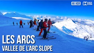 Les Arcs Ski Resort Vallee De LArc Slope  🇫🇷 France 4K HDR Ski Tour [upl. by Ylloh]