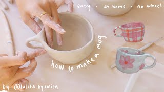 how to make a ceramic mug  no wheel required 🌸 pottery from home [upl. by Samantha]