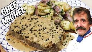 steak au poivre vert avec pommes de terre lyonnaise [upl. by Leigha]