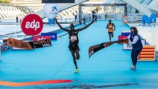 WORLD RECORD Kibiwott Kandie 5732 Valencia Half Marathon Full Race [upl. by Marja619]