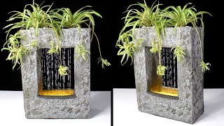 DIY Concrete RainFall Fountain Planter Pot ⛲ Cement Craft Ideas [upl. by Macri293]