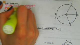 Major Arcs Minor Arcs and Central Angles [upl. by Niatsirt957]