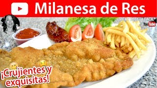 MILANESAS DE RES  Vicky Receta Facil [upl. by Kcolttam418]