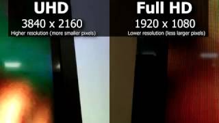 Pixel size 4K vs Full HD TV 2160p vs 1080p [upl. by Earissed]