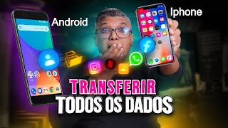 Como PASSAR DADOS do ANDROID para IPHONE  Passo a Passo [upl. by Ecnarretal]