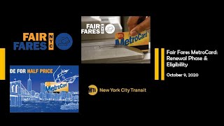 Fair Fares MetroCard Update Renewal Phase amp Eligibility [upl. by Edd]