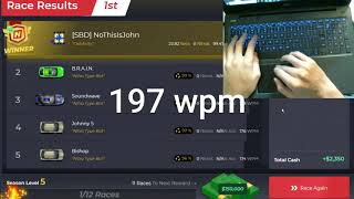 NitroType 190 WPM Compilation HANDCAM Dvorak typing [upl. by Accber]