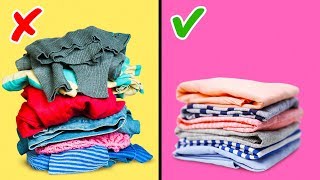 27 CLOTHES FOLDING HACKS AND WARDROBE ORGANIZATION [upl. by Caresse]