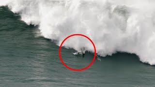 Surfer Experiences Terrifying Wipeout in Nazare Portugal [upl. by Miguelita821]