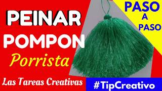 PEINAR POMPON DE RAFIA ¡LA MEJOR MANERA Tutorial  Las Tareas Creativas [upl. by Lanor]