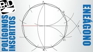 Eneágono inscrito en una circunferencias Nonágono  Polígonos inscritos [upl. by Cul610]
