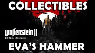 Wolfenstein 2 The New Colossus  Evas Hammer Collectible Locations Gold Art Cards Records Toy [upl. by Akenehs]