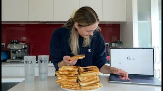 Girl Eats 20 Grilled Cheese Sandwiches  GIRLS VS FOOD [upl. by Penhall]