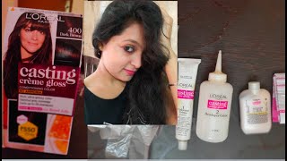 How to colour your hair at home  Loreal Casting creme gloss review  Grey Coverage global color [upl. by Tica]