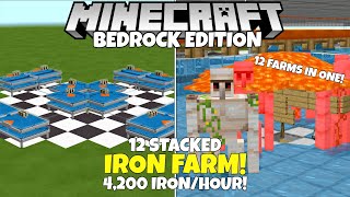 Minecraft Bedrock STACKED IRON FARM 4200 IronHour 12 Farms In One MCPE Xbox PC PS5 [upl. by Koal259]