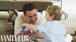 Robert Downey Jr and His Son Exton Play By the Pool  Vanity Fair [upl. by Nyrrek903]