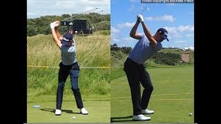 Justin Thomas golf swing  Long Iron faceon amp downtheline July 2017 [upl. by Bobinette]