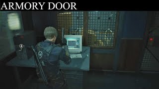 Resident Evil 2 Remake How to Unlock Armory Door  USB Dongle Key Location [upl. by Nhabois]