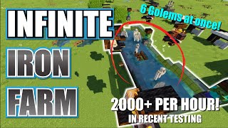 EASY Iron Farm MINECRAFT  14002000 Per HOUR [upl. by Attelliw373]