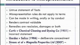 Misrepresentation Lecture 1 of 4 [upl. by Naihs]