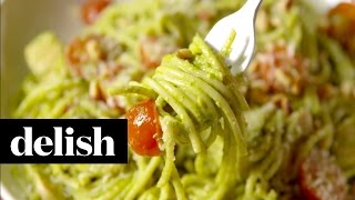 How To Make Creamy Pesto Spaghetti  Delish [upl. by Shoifet]