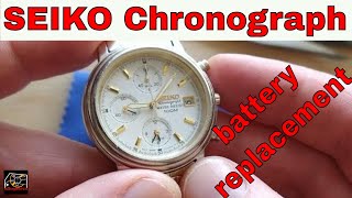 Seiko Chronograph battery replacement quartz movement 7T62 [upl. by Yarg]