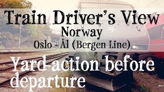 TRAIN DRIVERS VIEW Oslo  Ål with engine and carriage pickup [upl. by Ajram]