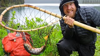 Bushcrafting A Fishing Net Day 15 of 30 Day Survival Challenge Canadian Rockies [upl. by Ramoh]