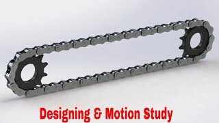 Chain and Sprocket designingassemblingMotion Study in Solidworks [upl. by Adnorehs]