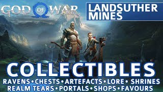 God of War  Landsuther Mines All Collectible Locations Ravens Chests Artefacts Shrines  100 [upl. by Childers]